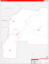 La Paz County, AZ Wall Map Zip Code Red Line Style 2024